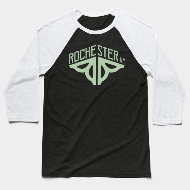 Rochester flower logo - angle Baseball T-Shirt by todd_stahl_art